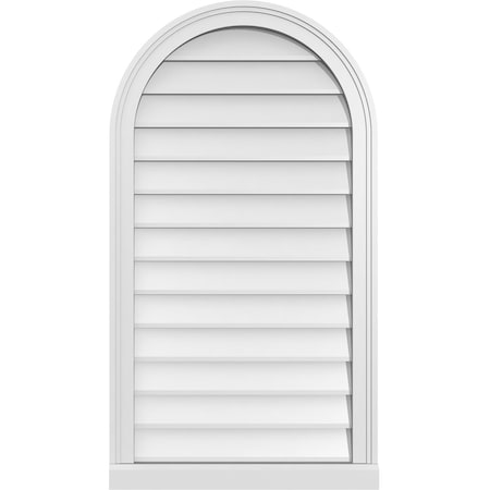 Ekena Millwork Round Top Surface Mount PVC Gable Vent w/ 2"W x 2"P Brickmould Sill Frame, 22"W x 40"H GVPRT22X4003SN